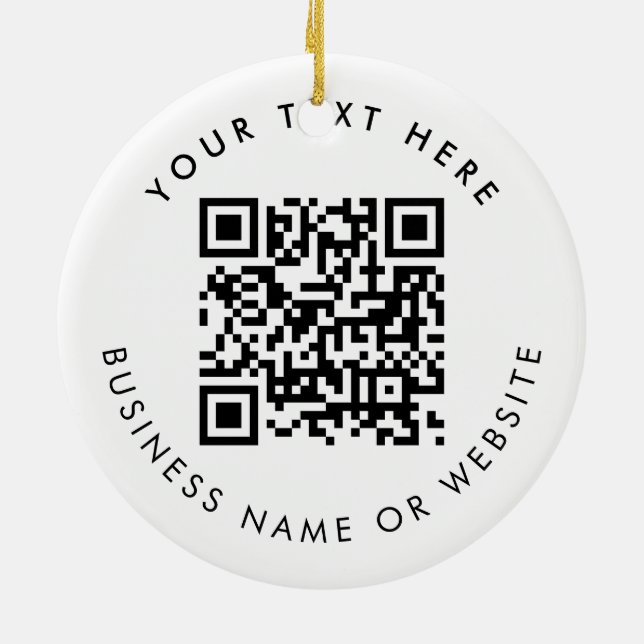 Ornamento De Cerâmica Personalized Business Logo Text QR Code Christmas (Traseira)