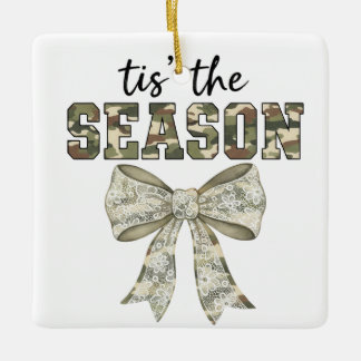 Ornamento De Cerâmica Personalized Camo "Tis the Season" Photo
