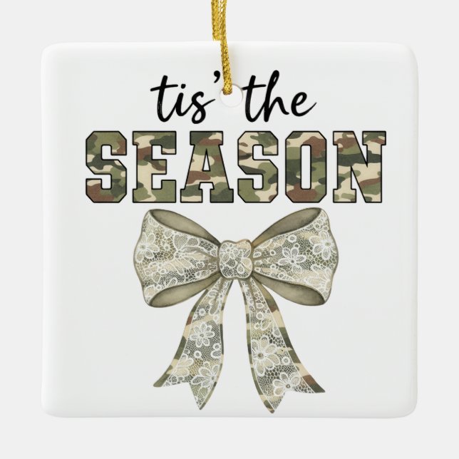 Ornamento De Cerâmica Personalized Camo "Tis the Season" Photo (Frente)