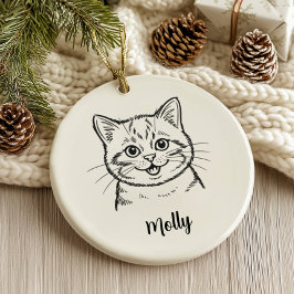 Ornamento De Cerâmica Personalized Cat Christmas
