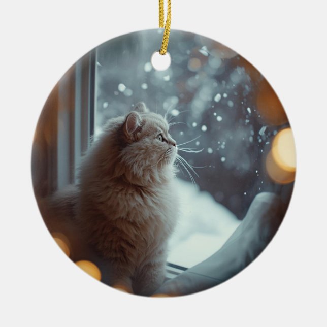 Ornamento De Cerâmica Personalized Cat Photo Christmas Ornament  (Frente)