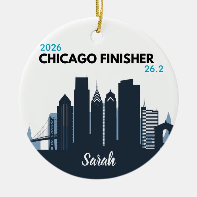 Ornamento De Cerâmica Personalized Chicago Marathon Unique Running Gift (Frente)