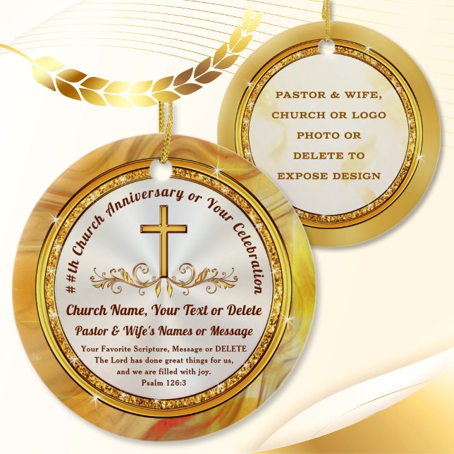 Ornamento De Cerâmica Personalized Christian Christmas Ornaments, PHOTO (Pastor Ornament. Bible verse ornaments. Church anniversary ideas. Personalized Christian Ornaments. )