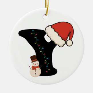 Ornamento De Cerâmica Personalized Christmas Alphabet Y