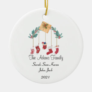 Ornamento De Cerâmica Personalized Christmas Family Stockings