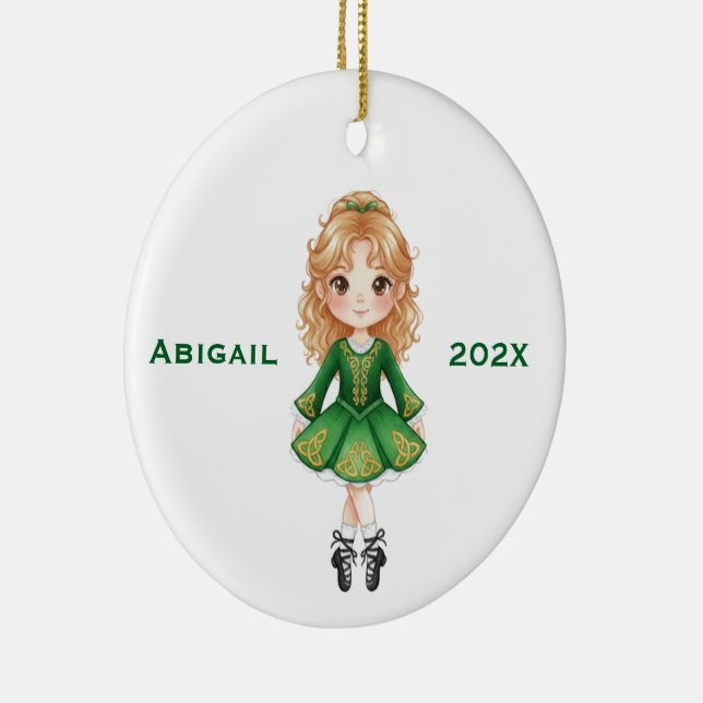 Ornamento De Cerâmica Personalized Christmas Irish Blonde Girl Dance (Direito )