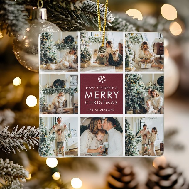 Ornamento De Cerâmica Personalized Christmas Photo  (Criador carregado)