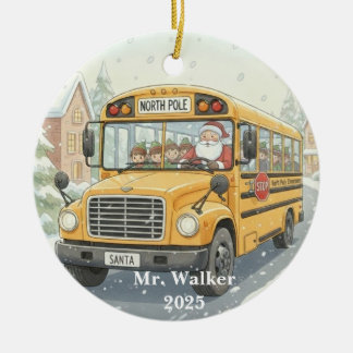 Ornamento De Cerâmica Personalized Christmas School Bus Driver Gift