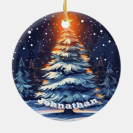 Ornamento De Cerâmica Personalized Christmas Tree Ornament Glowing