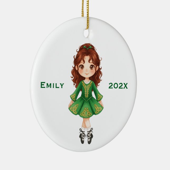 Ornamento De Cerâmica Personalized Cute Christmas Irish Girl Step Dance (Direito )