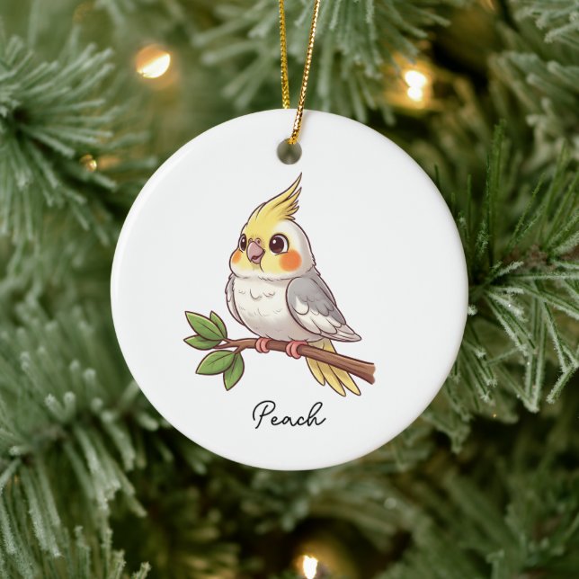 Ornamento De Cerâmica Personalized Cute Cockatiel Pet Bird (Árvore)