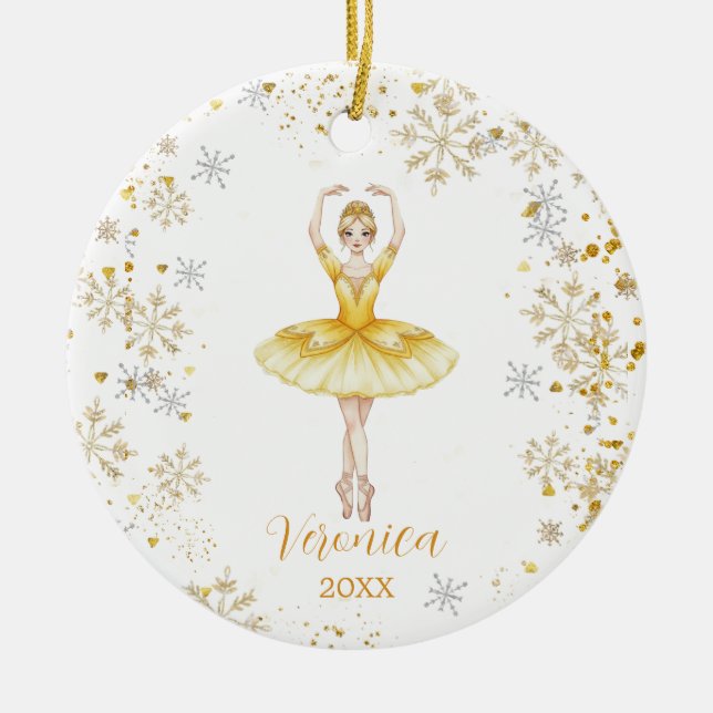 Ornamento De Cerâmica Personalized Cute Girl Ballet Nutcracker Birthday  (Frente)