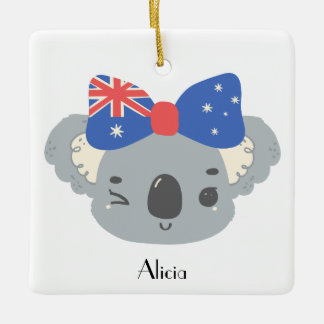 Ornamento De Cerâmica Personalized Cute Koala Baby's 1st Christmas