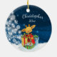 Ornamento De Cerâmica Personalized Cute Reindeer Baby's First Christmas (Traseira)