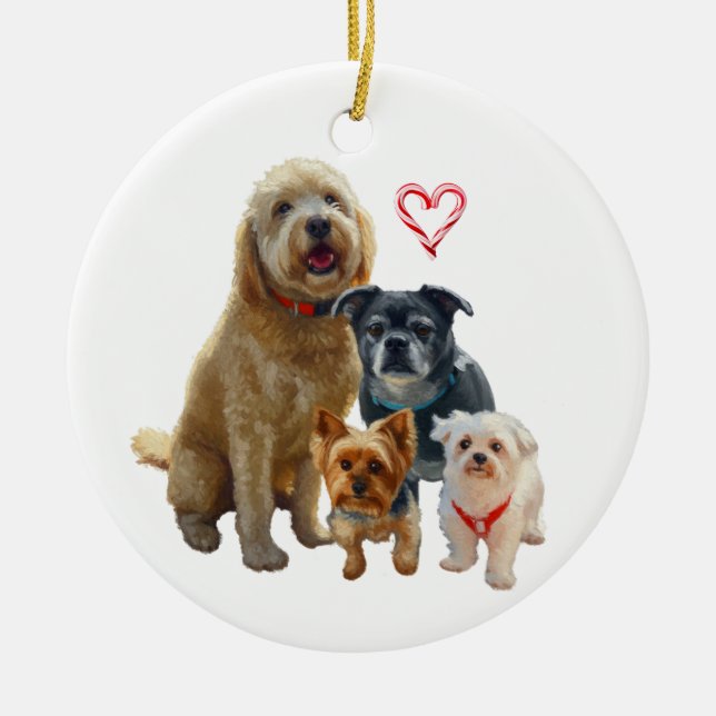 Ornamento De Cerâmica Personalized Dog Drawing (Frente)