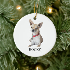 Ornamento De Cerâmica Personalized Dog Photo | Custom Pet Name 