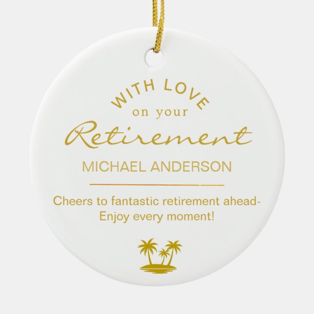 Ornamento De Cerâmica  Personalized Elegant Gold Retirement Keepsake (Frente)