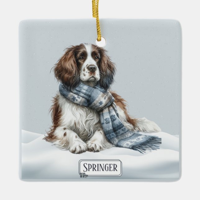 Ornamento De Cerâmica Personalized English Springer Spaniel Ornament (Frente)