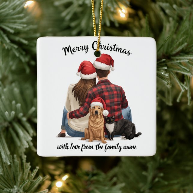 Ornamento De Cerâmica Personalized Family Christmas Ornament 2025 (Árvore)