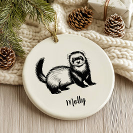Ornamento De Cerâmica Personalized Ferret Christmas