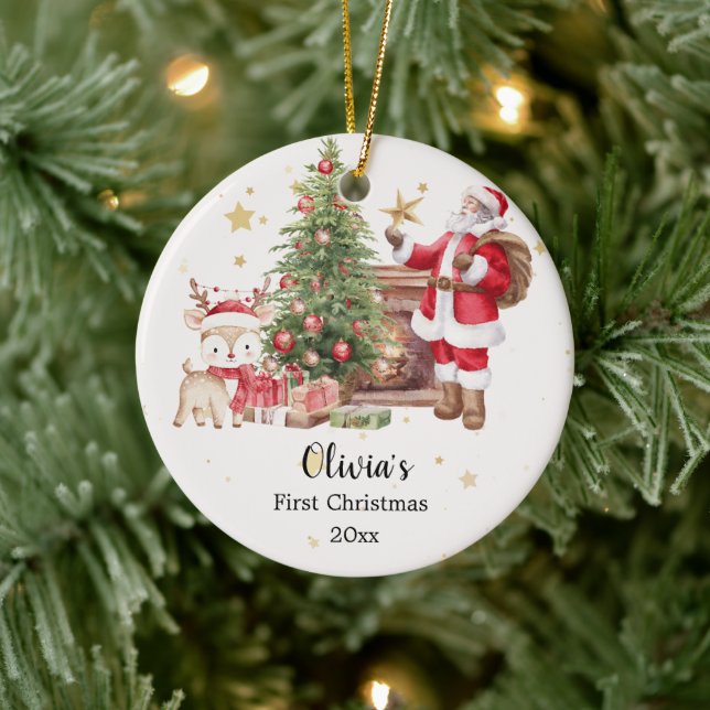 Ornamento De Cerâmica Personalized First Christmas Ornament - Santa  (Árvore)