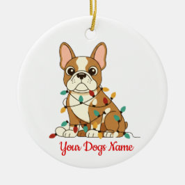 Ornamento De Cerâmica Personalized French Bulldog Christmas Ornament