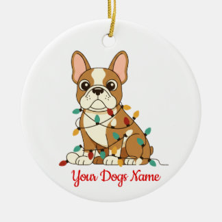 Ornamento De Cerâmica Personalized French Bulldog Christmas Ornament