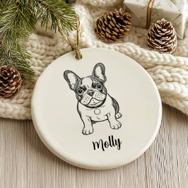 Ornamento De Cerâmica Personalized French Bulldog Dog Christmas
