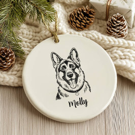 Ornamento De Cerâmica Personalized German Shepherd Dog Christmas