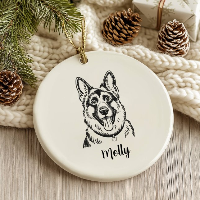 Ornamento De Cerâmica Personalized German Shepherd Dog Christmas (Criador carregado)