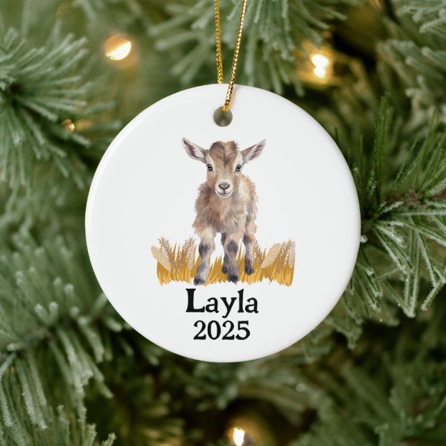 Ornamento De Cerâmica Personalized Goat 4H Farm Ornament (Árvore)