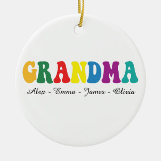 Ornamento De Cerâmica Personalized Grandma Gift with Grandkids’ Names