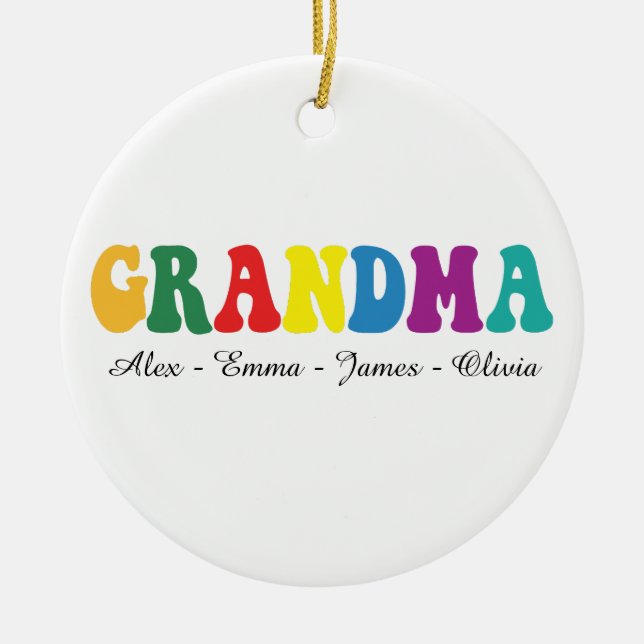 Ornamento De Cerâmica Personalized Grandma Gift with Grandkids’ Names (Frente)