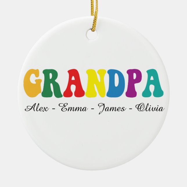 Ornamento De Cerâmica Personalized Grandpa Gift with Grandkids’ Names (Frente)