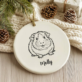 Ornamento De Cerâmica Personalized Guinea Pig Christmas