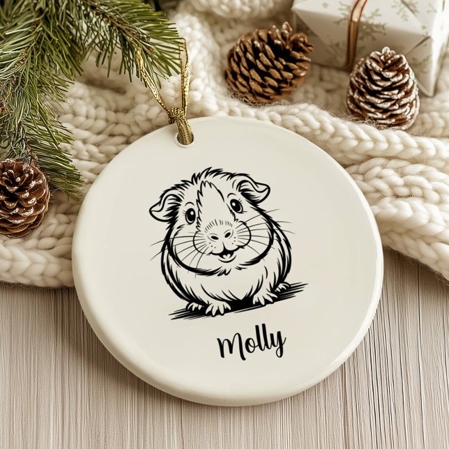 Ornamento De Cerâmica Personalized Guinea Pig Christmas (Criador carregado)