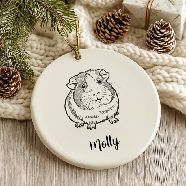 Ornamento De Cerâmica Personalized Guinea Pig Christmas (Criador carregado)