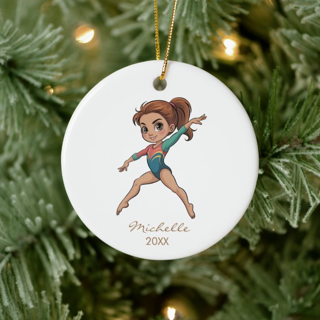 Ornamento De Cerâmica Personalized Gymnast gymnastics Girl Christmas   (Árvore)