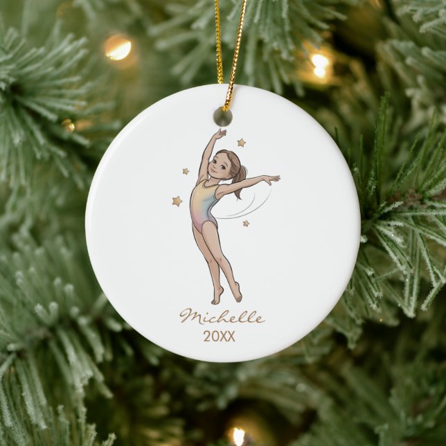 Ornamento De Cerâmica Personalized Gymnast gymnastics Girl Christmas  (Árvore)