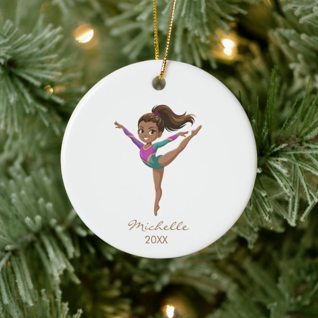 Ornamento De Cerâmica Personalized Gymnast gymnastics Girl Christmas   (Árvore)