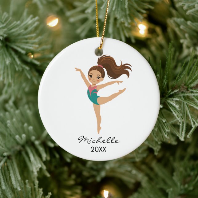 Ornamento De Cerâmica  Personalized Gymnast gymnastics Girl Christmas  (Árvore)