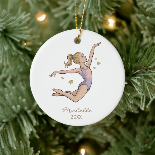 Ornamento De Cerâmica Personalized Gymnast gymnastics Girl Christmas   (Árvore)