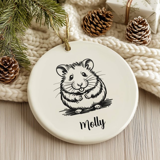 Ornamento De Cerâmica Personalized Hamster Christmas (Criador carregado)