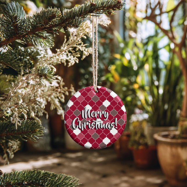 Ornamento De Cerâmica Personalized Holiday Quatrefoil Christmas (Thoughtful Custom Gift Idea for Milestones, doubles as an ornament or a collectible gift tag.
)