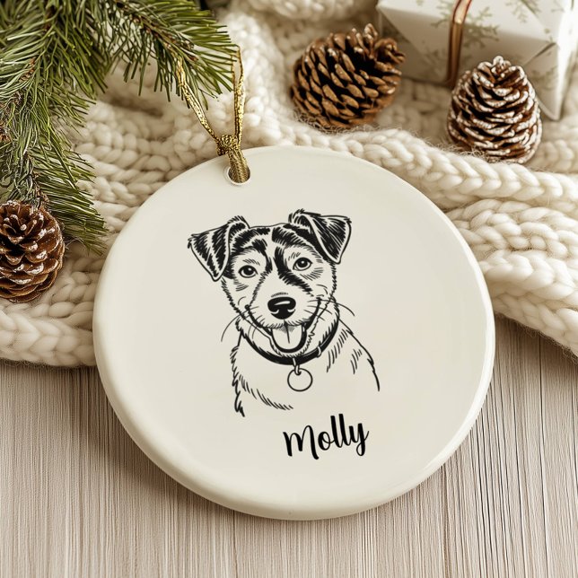 Ornamento De Cerâmica Personalized Jack Russel Terrier Dog Christmas (Criador carregado)