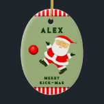 Ornamento De Cerâmica Personalized Kickball Collectible<br><div class="desc">Kickball Christmas keepsake gift for kickball sports lover. To personalize edit text to add name.</div>