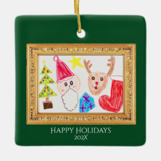 Ornamento De Cerâmica Personalized Kids Art & Photo Christmas Ornament