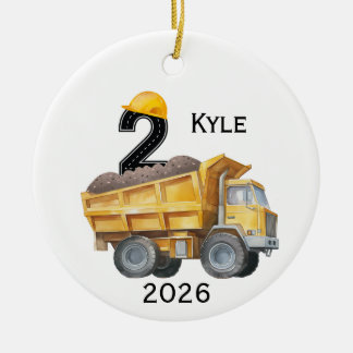 Ornamento De Cerâmica Personalized Kids Dump Truck Ornament 