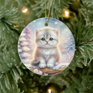 Ornamento De Cerâmica Personalized Kitten Keepsake