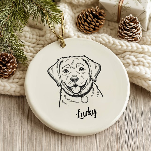 Ornamento De Cerâmica Personalized Lab Dog Christmas (Criador carregado)